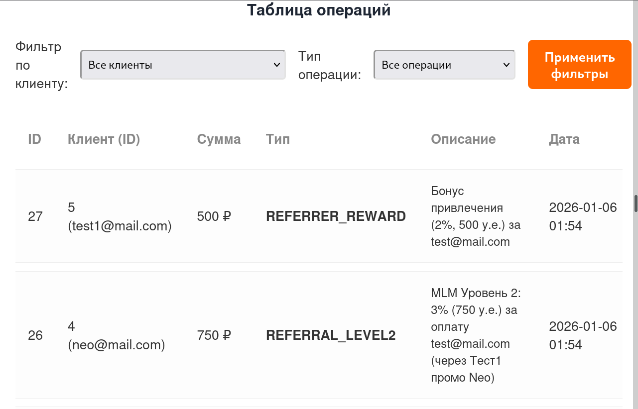 История транзакций